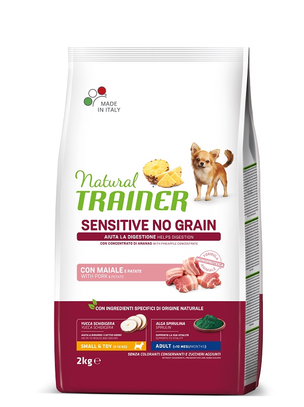 foto del prodotto trainer cane natural sensitive no grain adulto mini maiale 2 kg