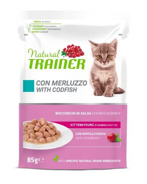 foto del prodotto trainer gatto kitten young bocconcini in salsa busta 85gr merluzzo