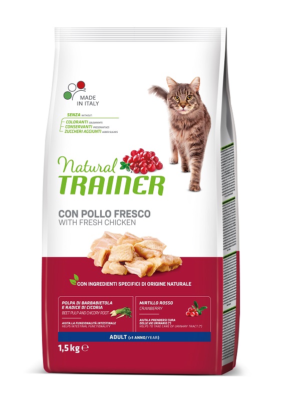 foto del prodotto trainer gatto natural adulto pollo 1,5 kg
