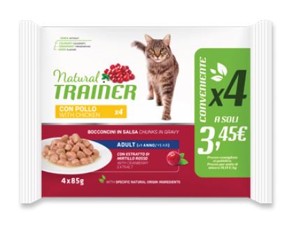 foto del prodotto trainer gatto natural adulto pollo flowpack cf. (4x85) gr