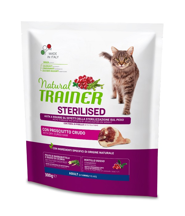 foto del prodotto trainer gatto natural adulto sterilizzato prosciutto crudo 300 gr
