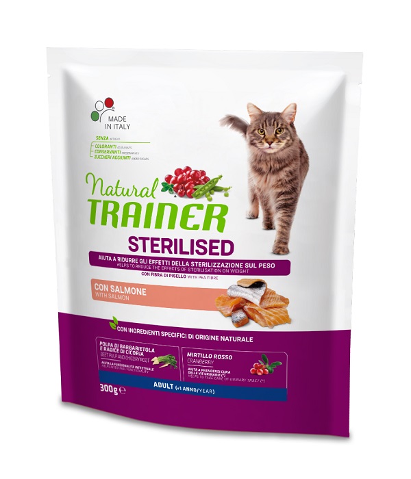 foto del prodotto trainer gatto natural adulto sterilizzato salmone 300 gr