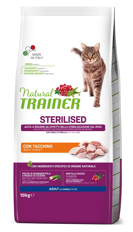 foto del prodotto trainer gatto natural adulto sterilizzato tacchino 10 kg