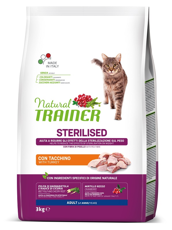 foto del prodotto trainer gatto natural adulto sterilizzato tacchino 3 kg