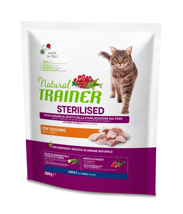 foto del prodotto trainer gatto natural adulto sterilizzato tacchino 300 gr