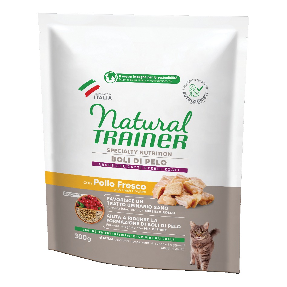 foto del prodotto trainer gatto natural hairball pollo 300 gr
