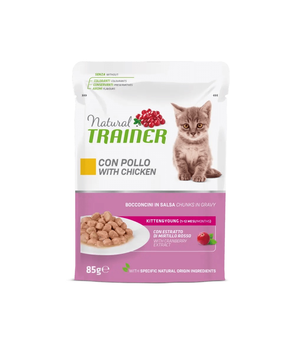 foto del prodotto trainer gatto natural kitten amp young pollo 85 gr