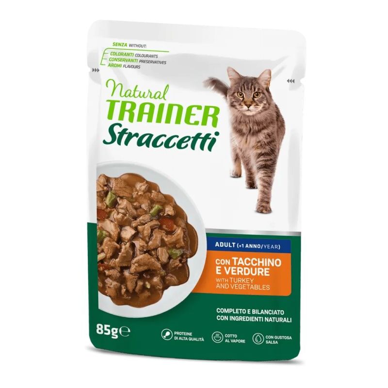 foto del prodotto trainer gatto straccetti busta 85gr tacchino e verdure