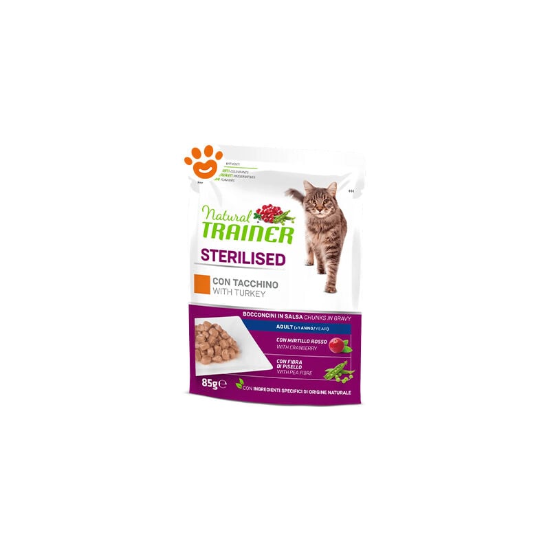 foto del prodotto trainer natural cat adult sterilized bocconcini in salsa tacchino trainer natural cat adult sterilized bocconcini in salsa tacchino bustina da 85