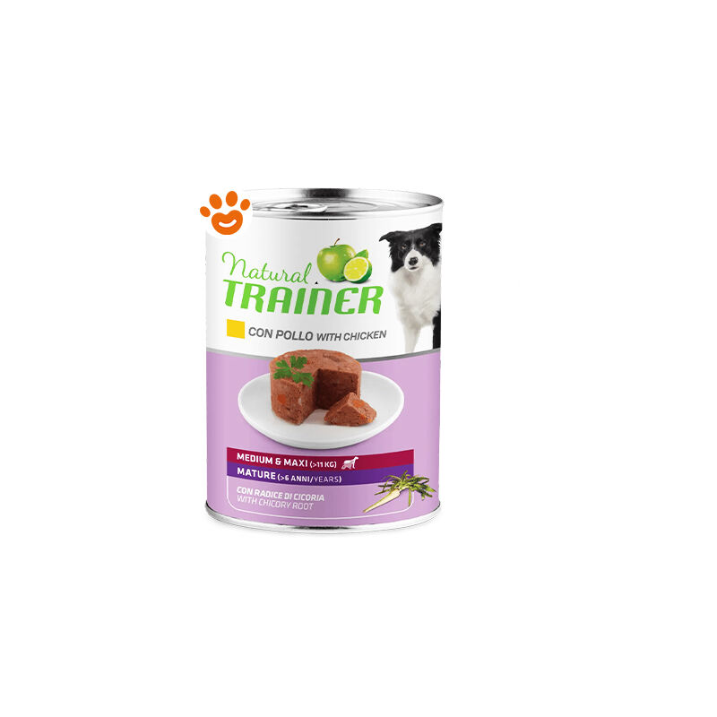 foto del prodotto trainer natural dog mature medium maxi pollo natural dog mature medium maxi pollo lattina da 400 gr