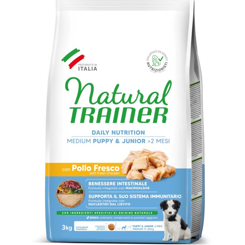 foto del prodotto trainer natural per cane puppy junior medium con pollo da 3 kg