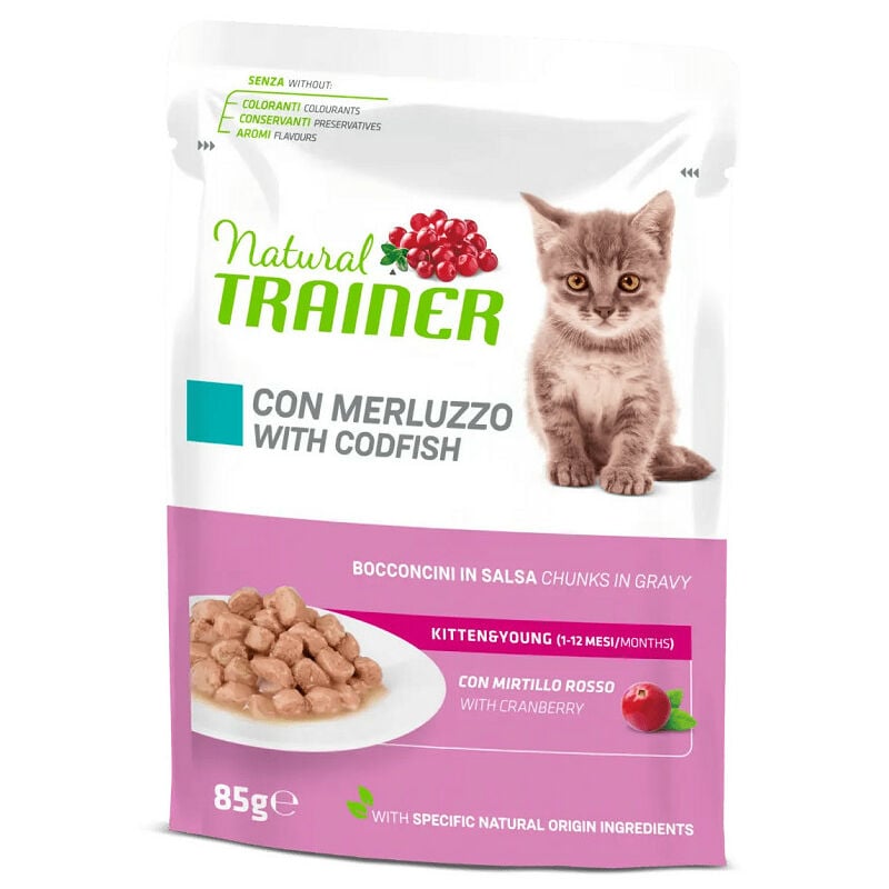 foto del prodotto trainer natural per gatti kitten con merluzzo da 85 gr