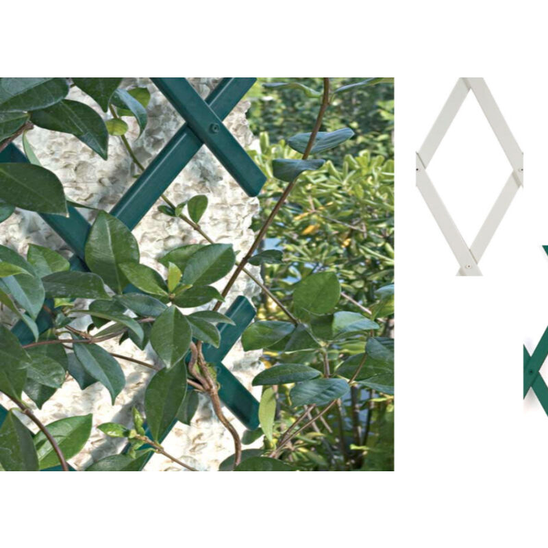 foto del prodotto traliccio estensibile in pvc per piante rampicanti recinzione giardino balcone, misura100x300colorebianco