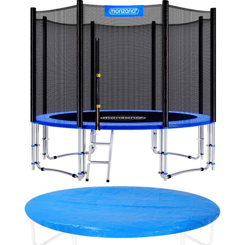 foto del prodotto trampolino 244 305 366 426cm set completo tappeto elastico rete sicurezza scala copertura pioggia trampolini 366cm - monzana