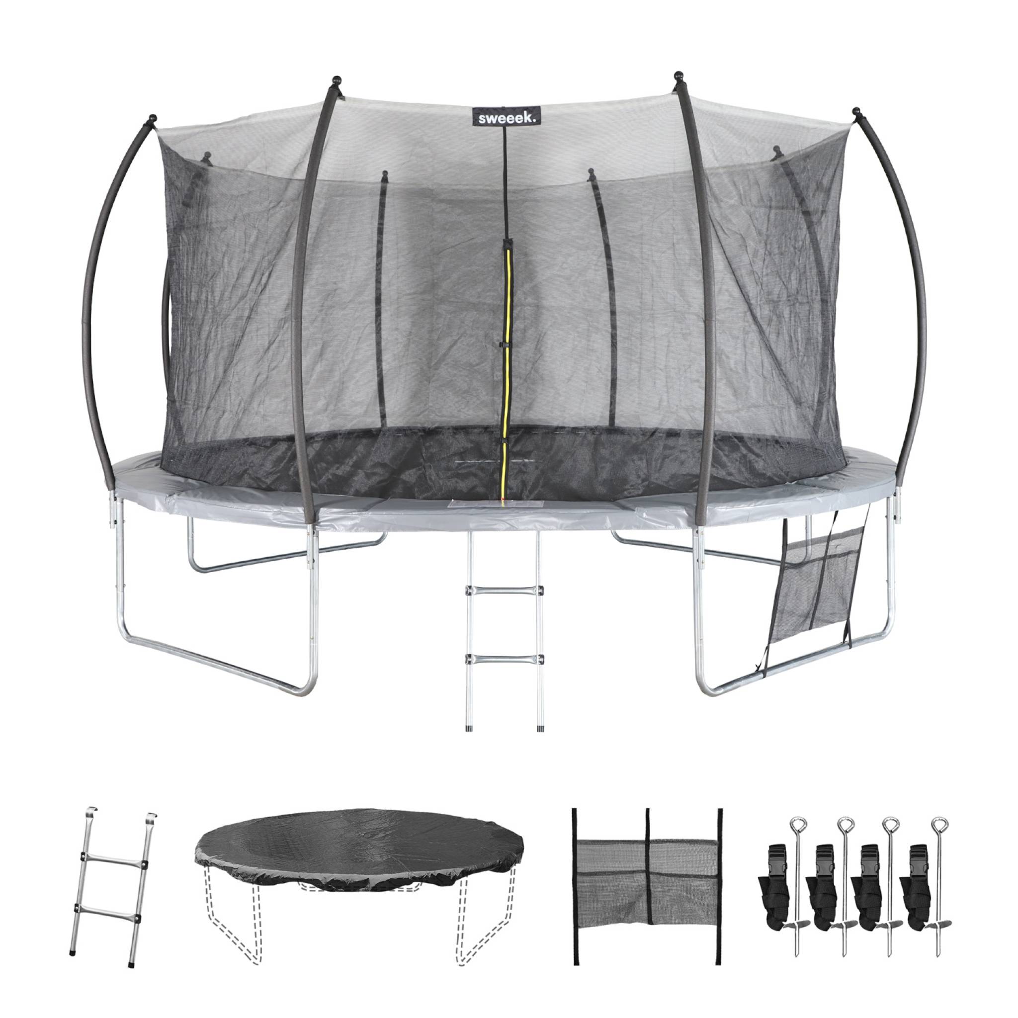 foto del prodotto trampolino 430cm rete interna con pacchetto accessori, grigio