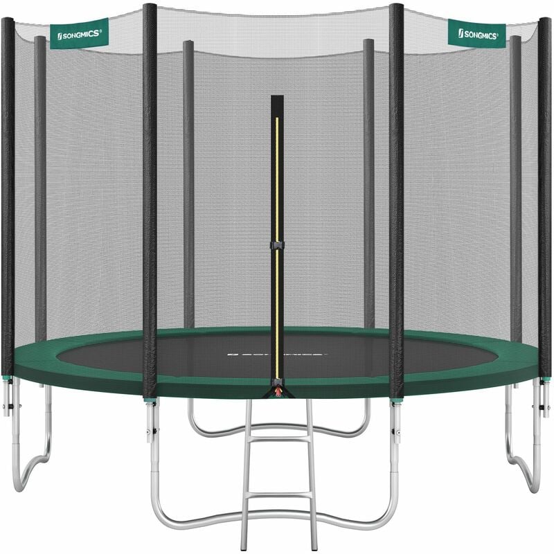 foto del prodotto trampolino, certificato t v rheinland gs, tappeto elastico da 305 cm per giardino con scaletta, rete di sicurezza, pali diritti ricoperti, grigio,