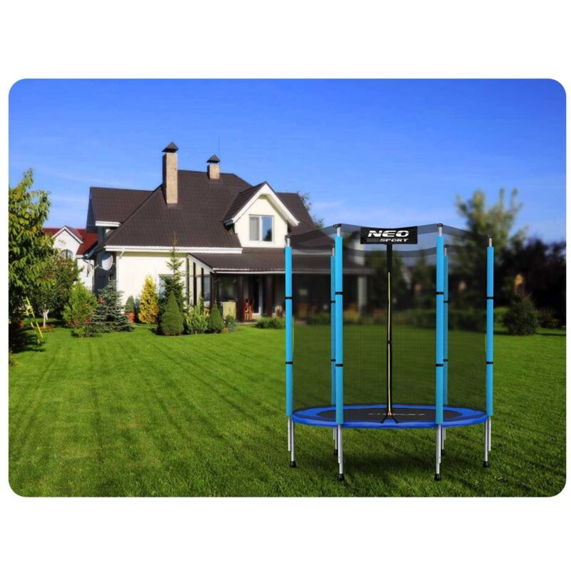 foto del prodotto trampolino da giardino 140 cm 4 piedi con rete esterna neosport per bambini