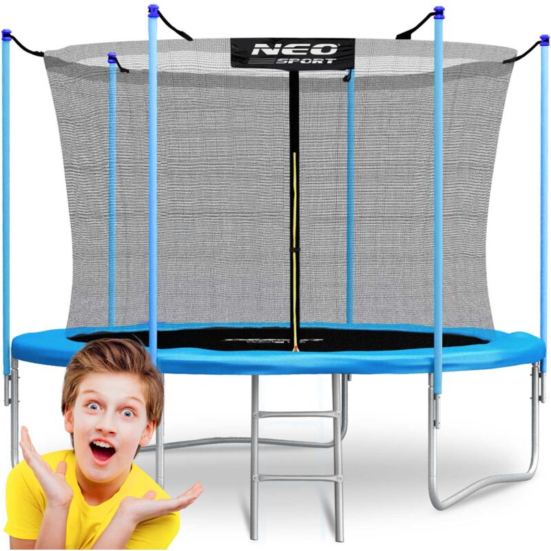 foto del prodotto trampolino da giardino da 6 piedi 183 cm con rete interna e scala neo sport