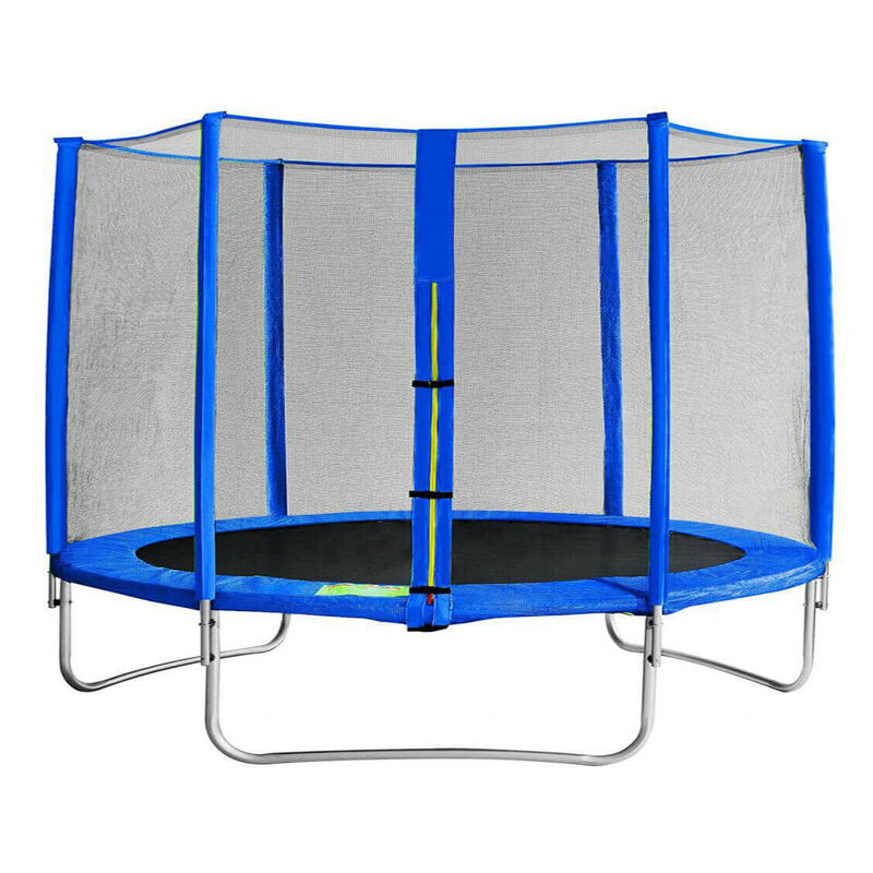 foto del prodotto trampolino elastico con rete di protezione e scaletta cm 366 jumpy strong blu