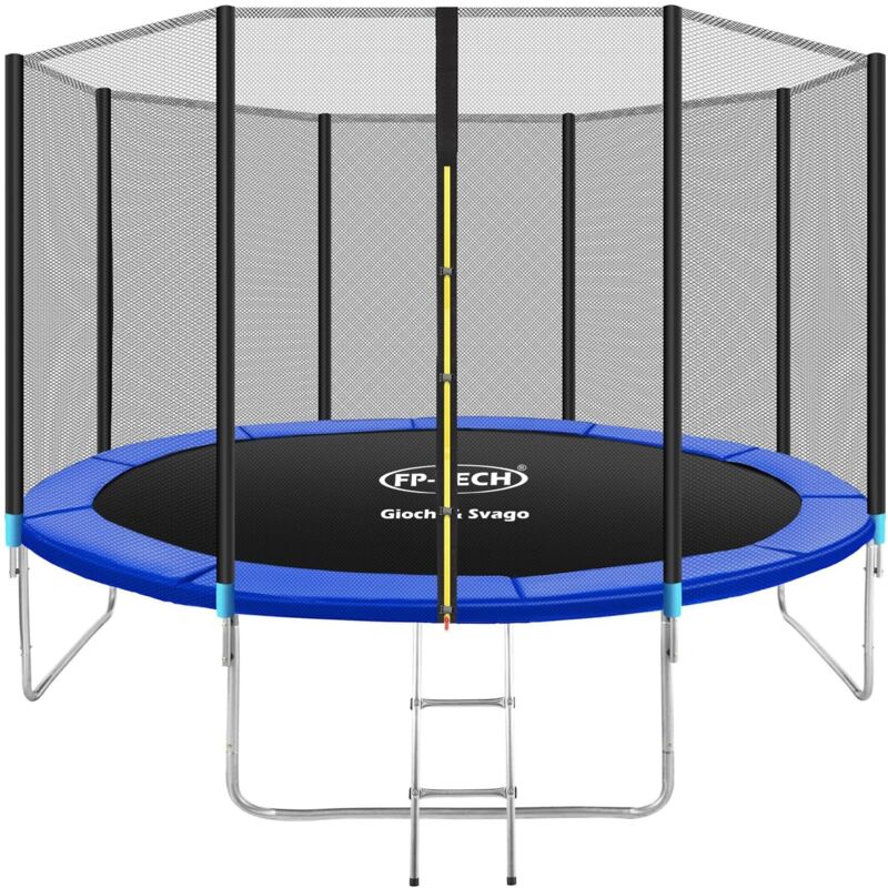 foto del prodotto trampolino elastico da giardino 2,45 m per esterno o interno rete di sicurezza e scaletta