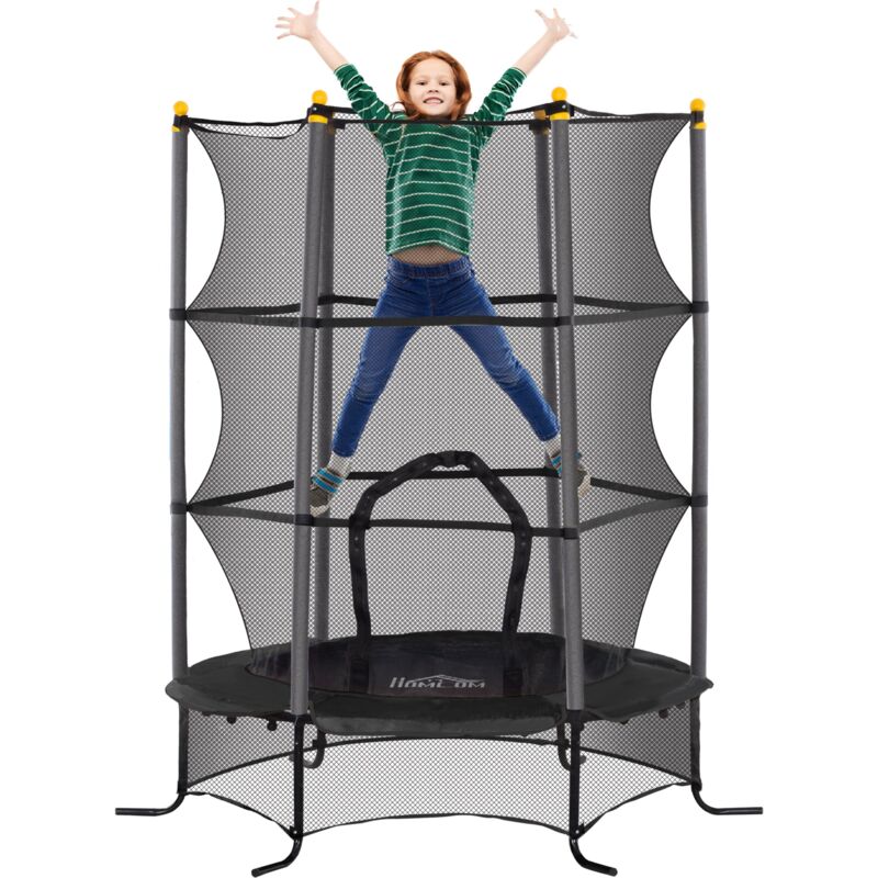 foto del prodotto trampolino elastico per bambini da 3 anni 160 cm con rete di protezione nero