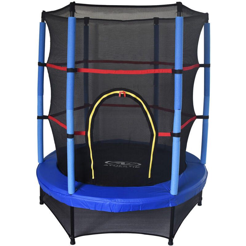 foto del prodotto trampolino elastico per bambini outdoor toys happy jump blue diametro 140 cm con rete di sicurezza