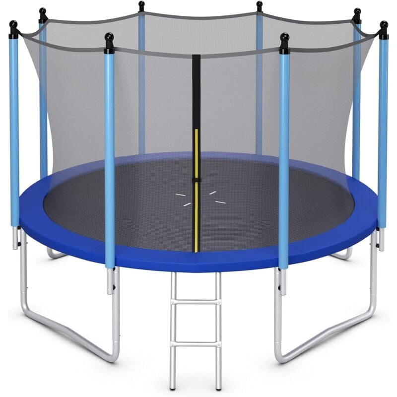 foto del prodotto trampolino rimbalzante da esterno, carico di 80 150kg, per bambini e adulti, con rete di sicurezza, scaletta, adatto a giardino, cortile, parco, 4