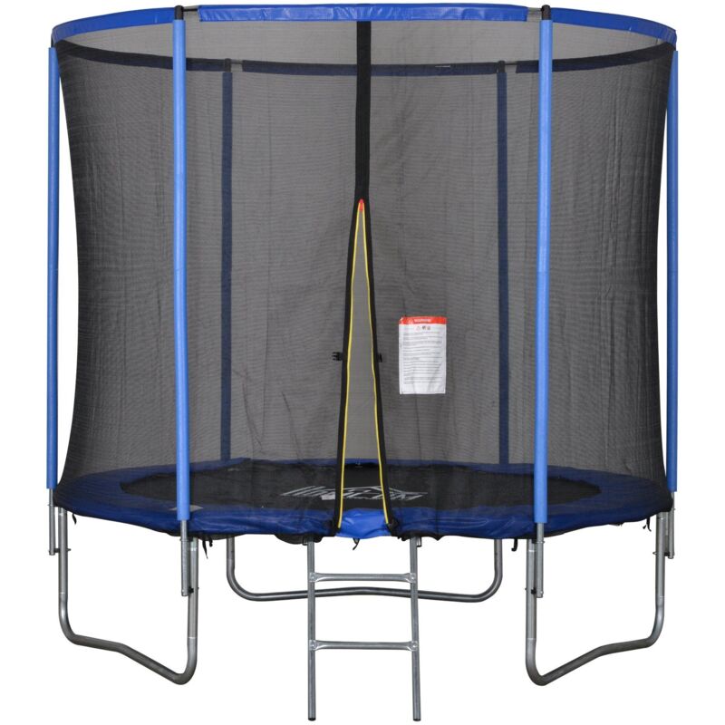foto del prodotto trampolino tappeto elastico 244x240 cm con rete e bordo imbottito blu e nero