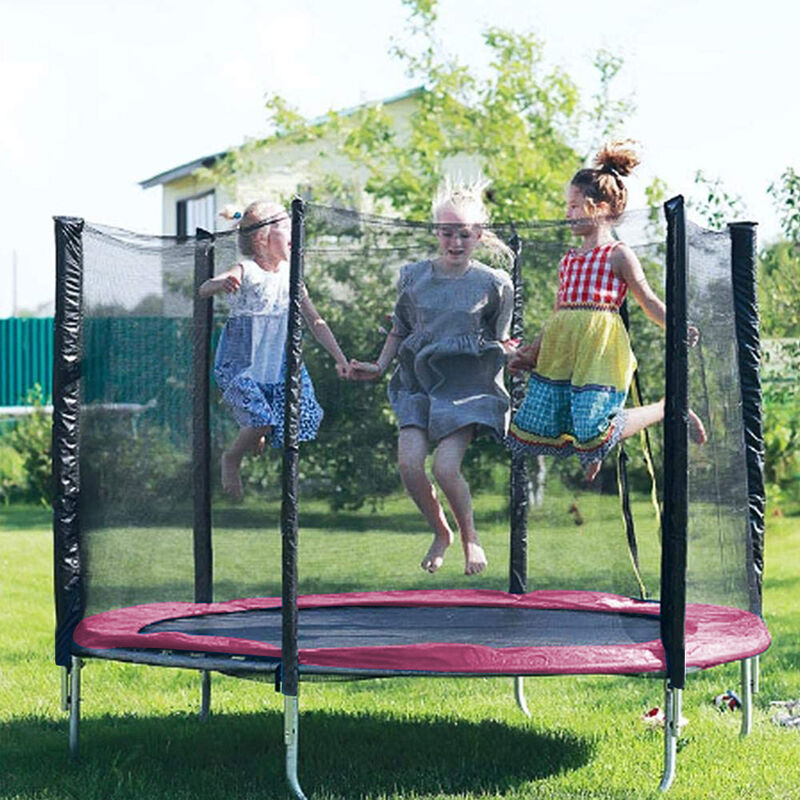 foto del prodotto trampolino, tappeto elastico da 183 cm 6 piedi per giardino, rete di sicurezza,rosa