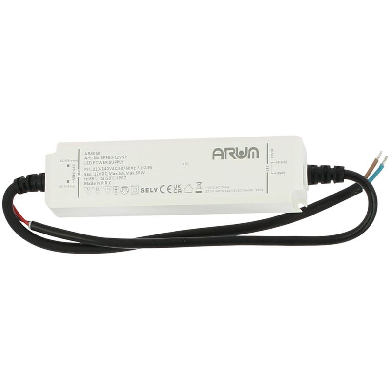foto del prodotto transformateur led ip67 selv 60w 220v 12v dc 5a etanche