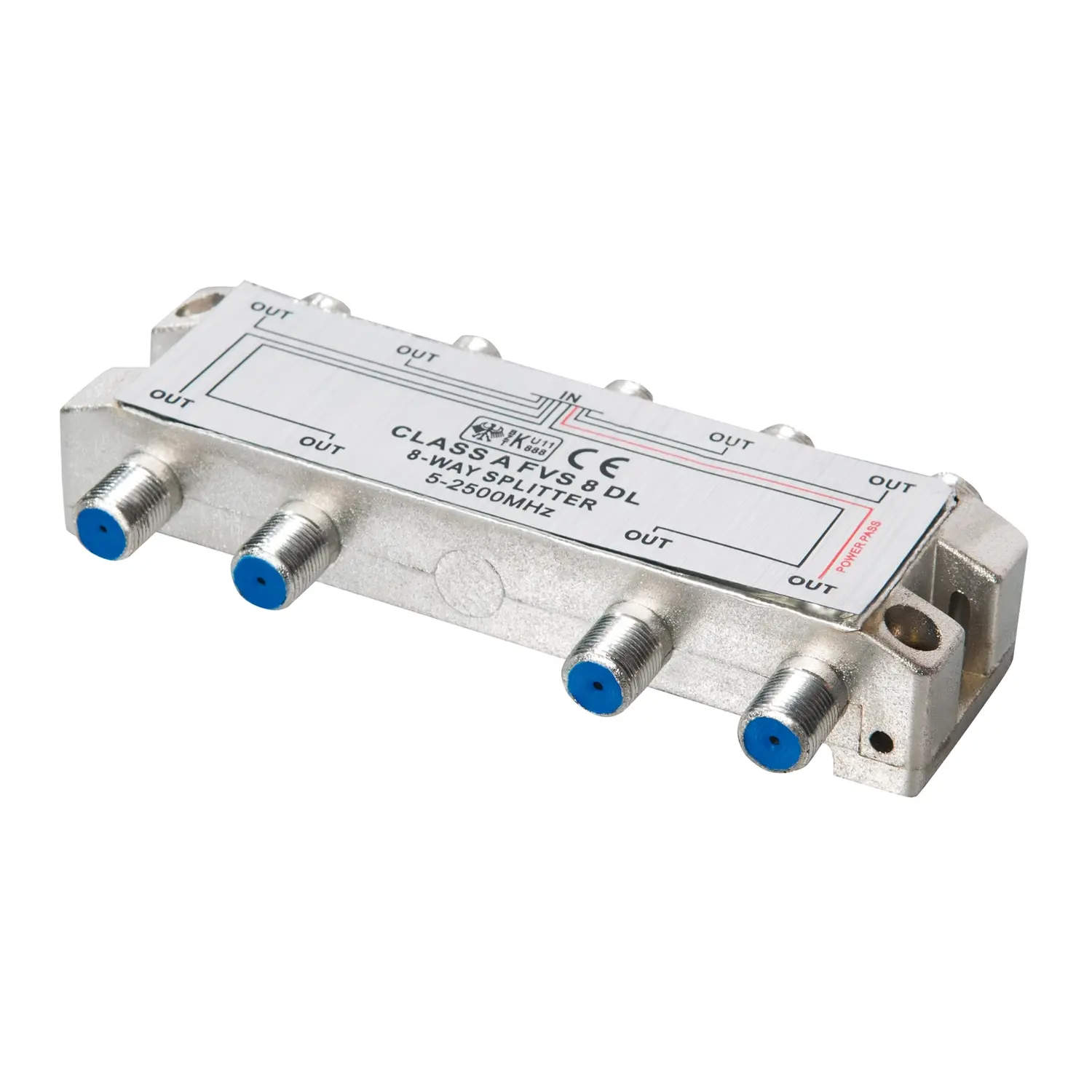 foto del prodotto transmedia splitter derivatore sat tv 5 2400 mhz digitale terrestre 1 ingresso 8 uscite