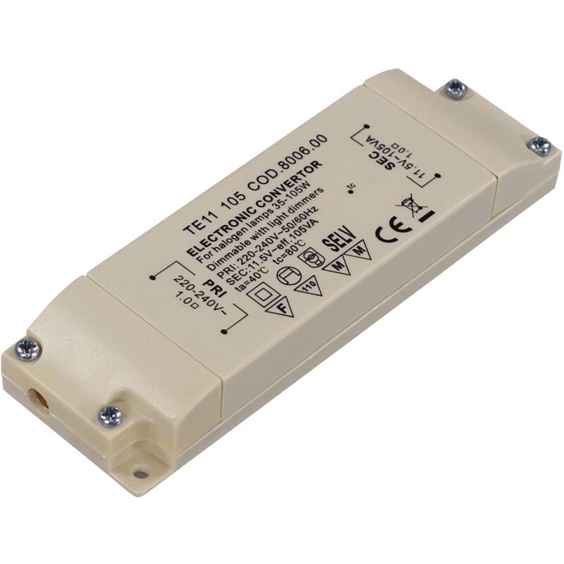 foto del prodotto transmedia trasformatore alogeno 230 12v 35 105w, protezione da sovraccarico, fusibile di temperatura, non dimmerabile, 123 x 39 x 18 cm slim, lt2 2l