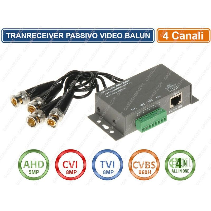 foto del prodotto transreceiver trasduttore video balun passivo 4ch canali 4in1 ahd cvi tvi cvbs