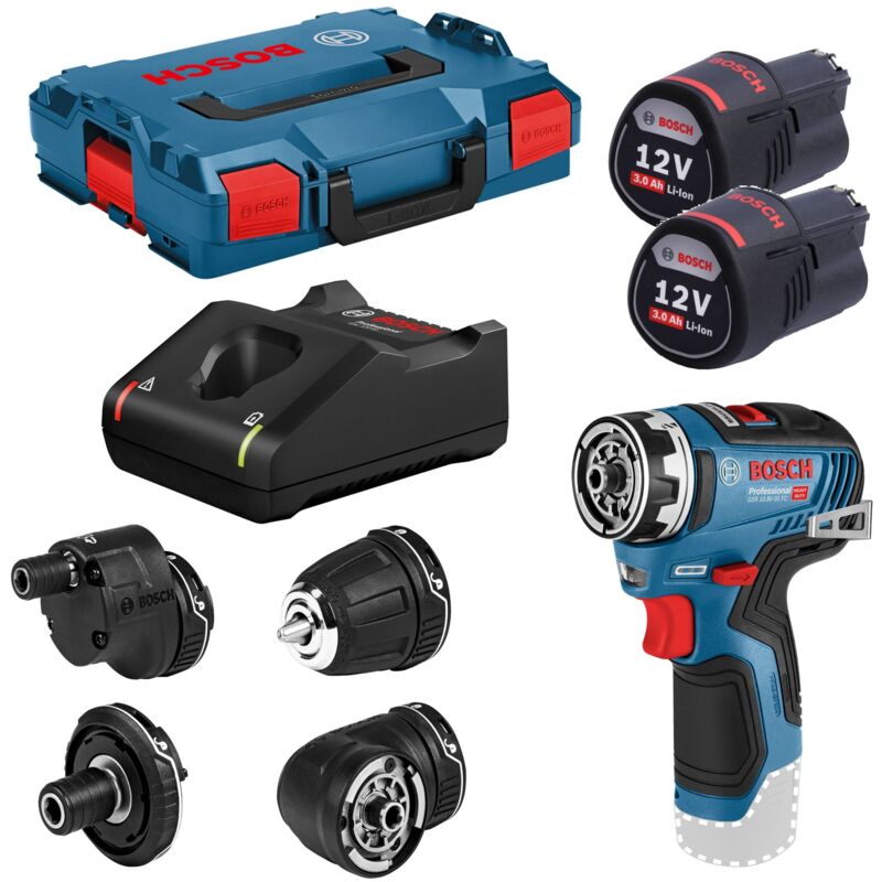foto del prodotto trapano a batteria bosch gsr 12v 35 fc 2x 3,0 ah caricabatterie 4 accessori in l boxx