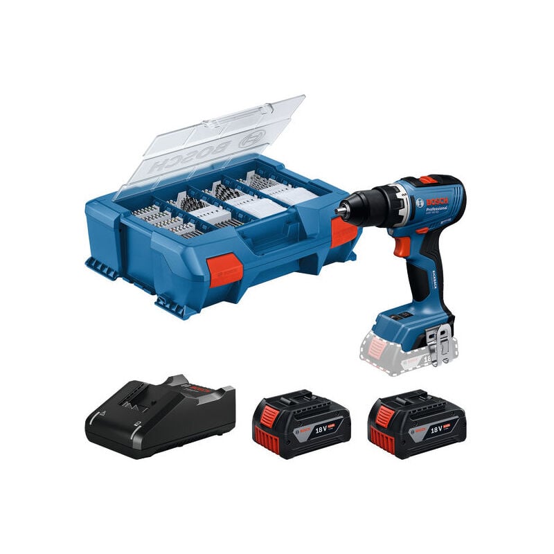 foto del prodotto trapano a batteria bosch gsr 18v 65 2x 4,0 ahe caricabatterie accessori in valigetta a l