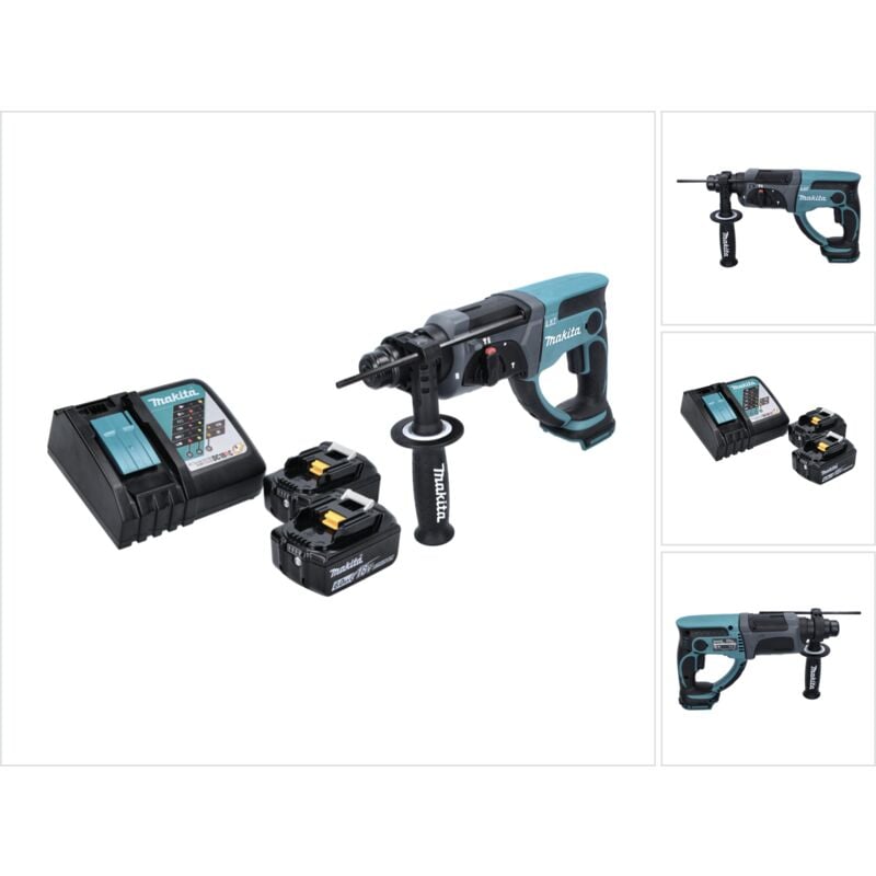 foto del prodotto trapano a batteria makita dhr 202 rg 18 v 2,0 j sds plus 2x batterie 6,0 ah caricabatterie
