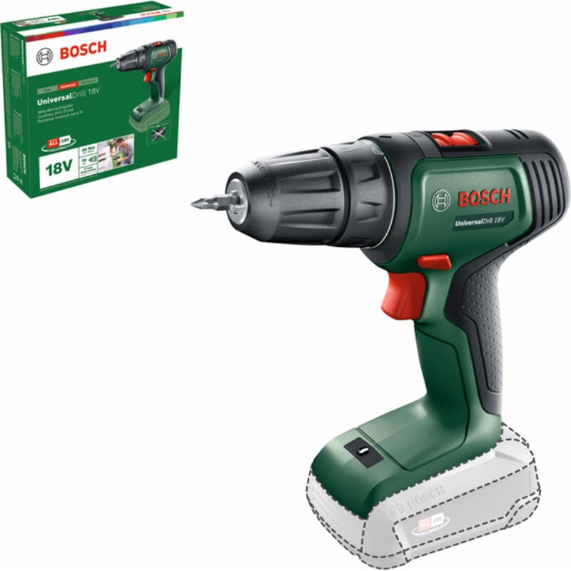 foto del prodotto trapano a batteria universaldrill 18v, senza batteria, sistema da 18 volt, in cartone bosch