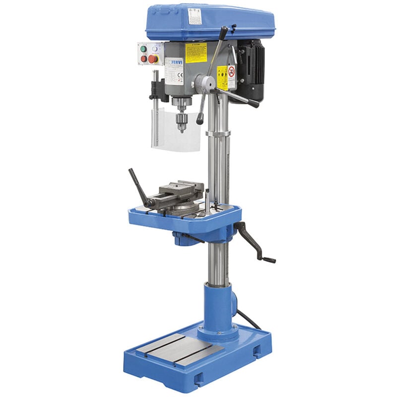 foto del prodotto trapano a colonna fervi t032 con trasmissione a cinghia 31,75 x 223 mm morsa da 125 mm