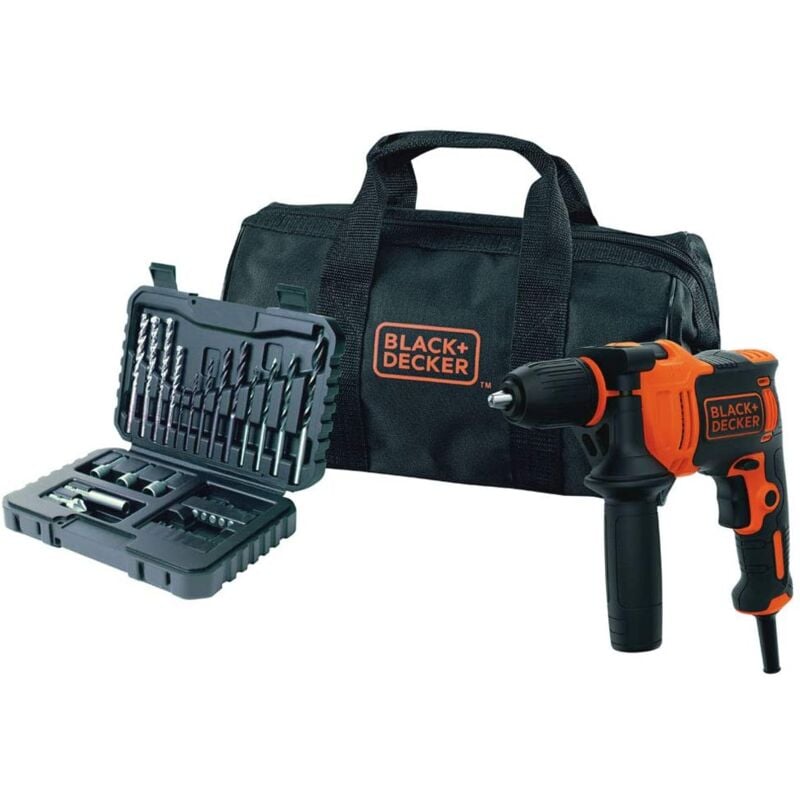 foto del prodotto trapano a percussione 710w con borsa e accessori black decker beh710sa32