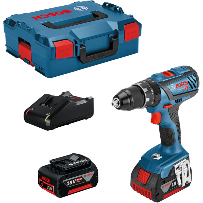 foto del prodotto trapano a percussione a batteria bosch gsb 18v 28 con 2 batterie da 4,0 ah caricabatterie in l boxx