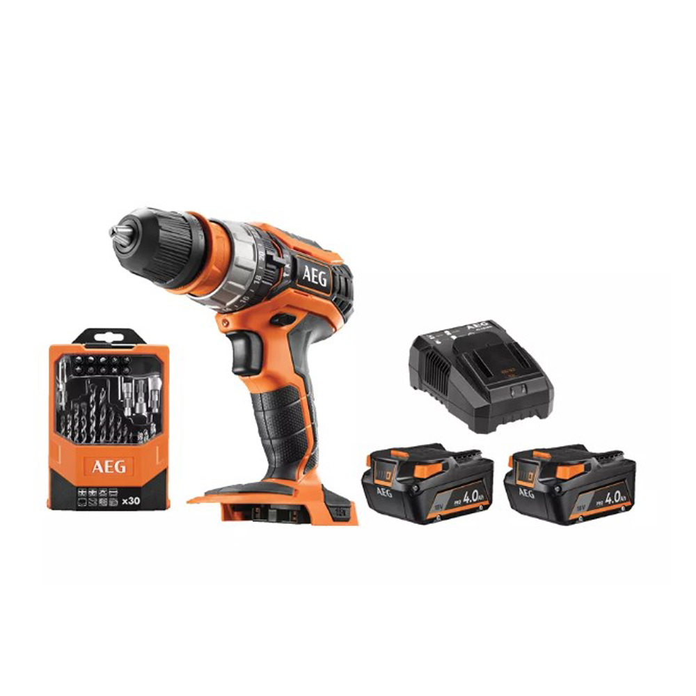 foto del prodotto trapano a percussione a batteria bsb18c2xli 402ca 2 batterie 4ah set 30 accessori aeg 4935471403