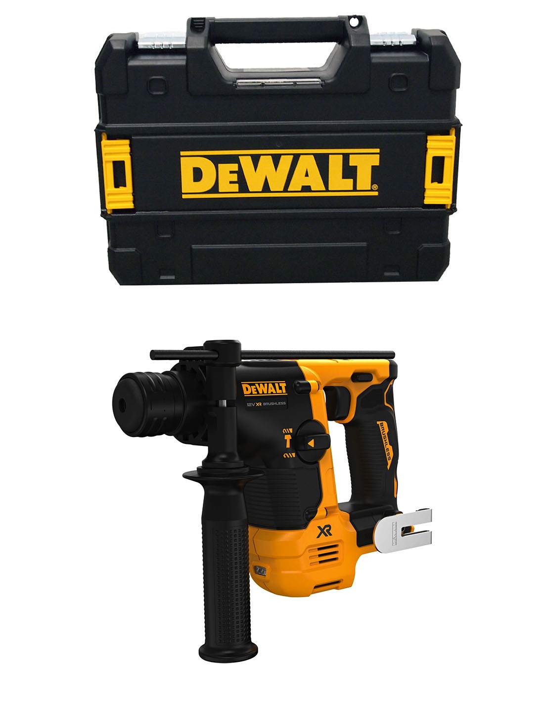 foto del prodotto trapano a percussione a batteria dewalt 12v dch072nt xj sds plus senza batteria senza caricabatterie in confezione t stak