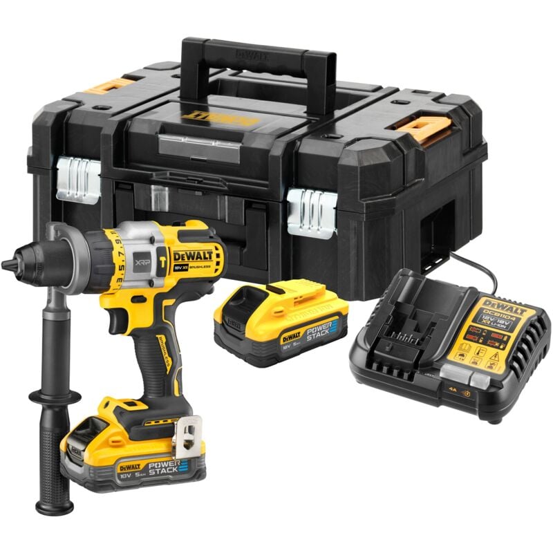 foto del prodotto trapano a percussione a batteria dewalt 18v, xrp dcd999h2t, 2x 5,0 ah powerstack caricabatterie