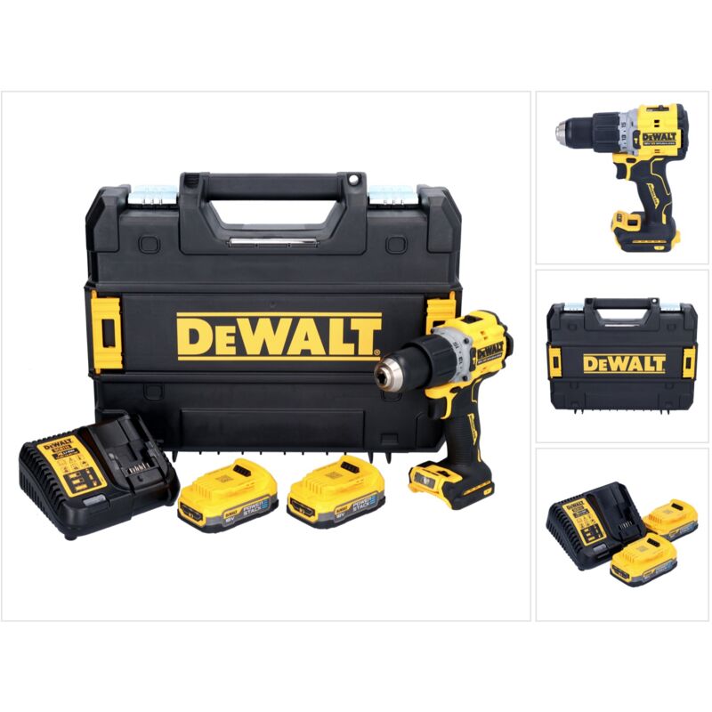 foto del prodotto trapano a percussione a batteria dewalt dcd805e2t 18v con 2 batterie powerstack da 1,7, caricabatterie, t stak