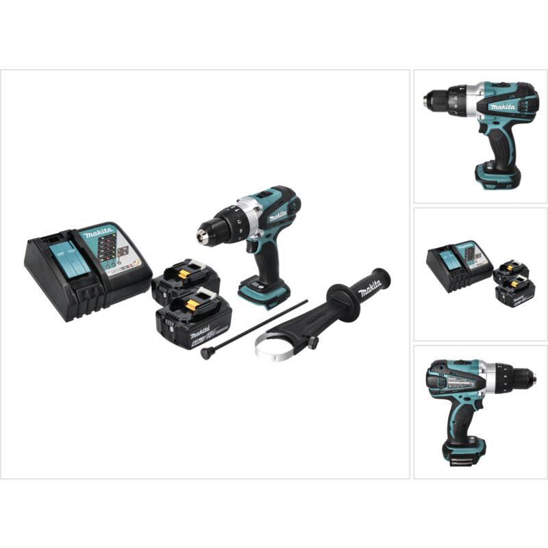 foto del prodotto trapano a percussione a batteria makita dhp 458 rg 18 v 91 nm 2x batterie 6,0 ah caricabatterie