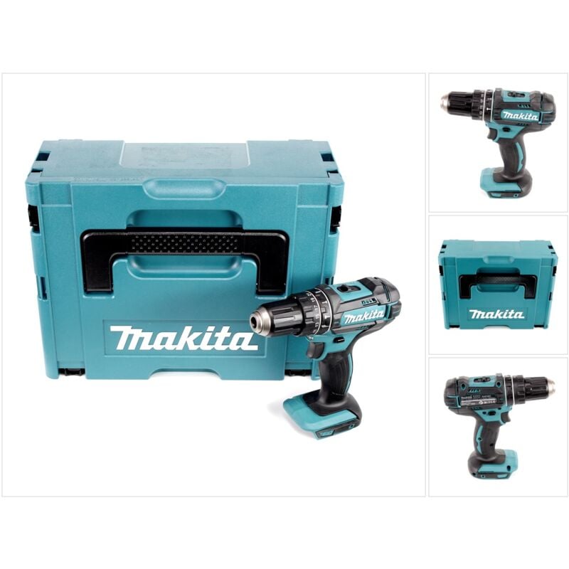 foto del prodotto trapano a percussione a batteria makita dhp 482 zj 18v 62nm in makpac senza batteria caricabatterie