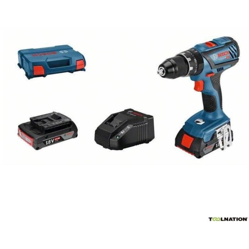 foto del prodotto trapano a percussione bosch professional gsb 18v 28 2 batterie 2,0ah caricabatterie gal 18v 20 l case