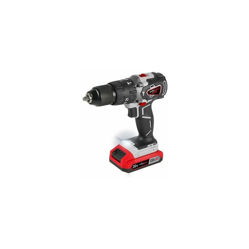 foto del prodotto trapano a percussione senza spazzole worgrip 20v 1 batteria 2.0ah
