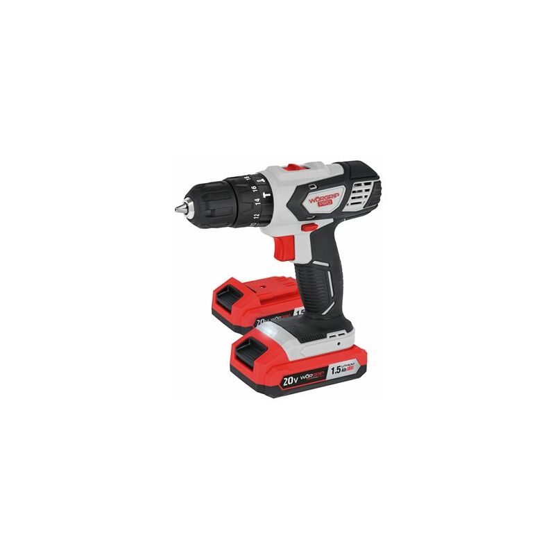 foto del prodotto trapano a percussione worgrip 20v 2 batterie 1,5ah
