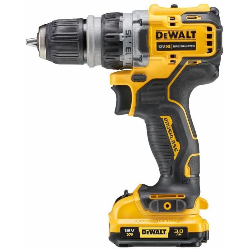 foto del prodotto trapano avvitatore a batteria dewalt 12v dcd 703 l2t-qw 4 teste con 2 batterie da 3,0 ah in confezione t-stak